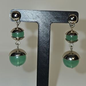 Elegant Green and Gold Drop Earrings